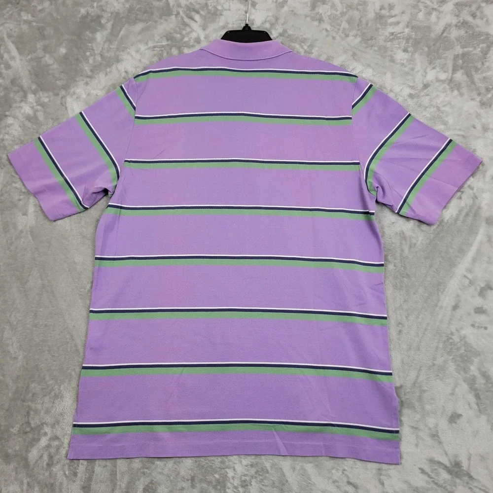 Polo Golf Ralph Lauren Large Purple Green Striped Short Sleeve Polo Shirt Casual
